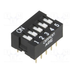 1 pcs x OMRON OCB - A6E-5101-N - Switch: DIP-SWITCH, Poles number: 5, ON-OFF, 0.025A/24VDC, Pos: 2