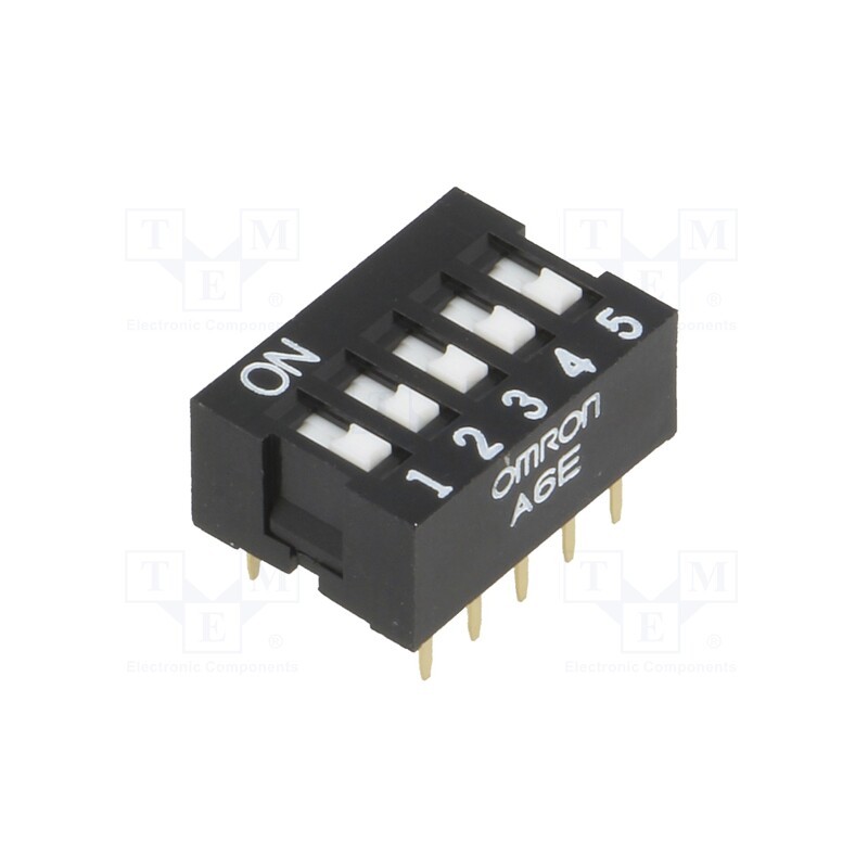 1 pcs x OMRON OCB - A6E-5101-N - Switch: DIP-SWITCH, Poles number: 5, ON-OFF, 0.025A/24VDC, Pos: 2