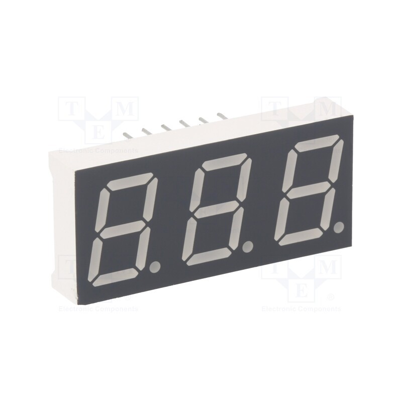 1 pcs x LUCKYLIGHT - KW3-521AGA - Display: LED, 7-segment, 13.2mm, 0.52', No.char: 3, yellow-green
