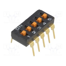 1 pcs x OMRON OCB - A6T-5104 - Switch: DIP-SWITCH, Poles number: 5, ON-OFF, 0.025A/24VDC, Pos: 2