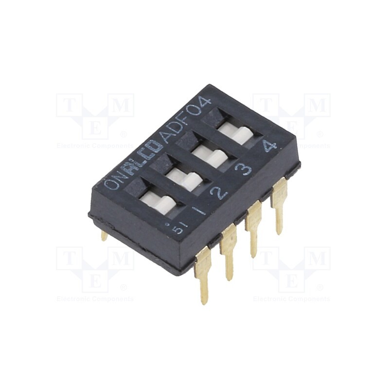 1 pcs x TE Connectivity - 1825002-5 - Switch: DIP-SWITCH, Poles number: 4, OFF-ON, -0.025A/24VDC, Pos: 2