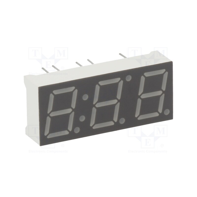 1 pcs x LUCKYLIGHT - KW3-392CGA - Display: LED, 7-segment, 10mm, 0.39', No.char: 3, yellow-green