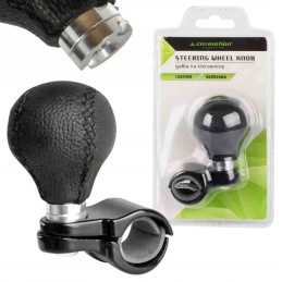 Universal black leather steering wheel knob