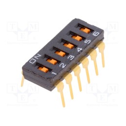 1 pcs x OMRON OCB - A6T-6101 - Switch: DIP-SWITCH, Poles number: 6, ON-OFF, 0.025A/24VDC, Pos: 2