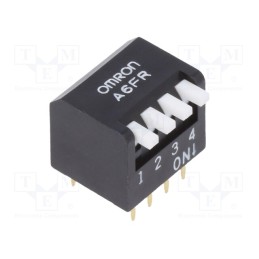 1 pcs x OMRON OCB - A6FR4104 - Switch: DIP-SWITCH, Poles number: 4, ON-OFF, 0.025A/24VDC, Pos: 2