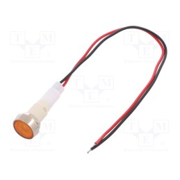 1 pcs x NINIGI - IND10P-230Y-W - Indicator: LED, flat, yellow, 230VDC, 230VAC, Ø10mm, leads 200mm