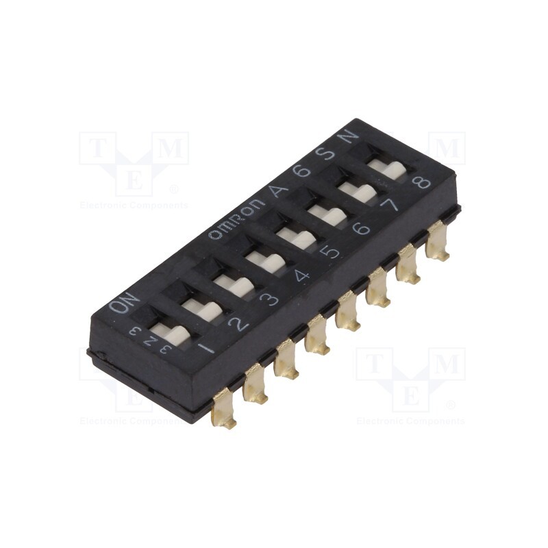 1 pcs x OMRON OCB - A6SN-8101 - Switch: DIP-SWITCH, Poles number: 8, ON-OFF, 0.025A/24VDC, Pos: 2