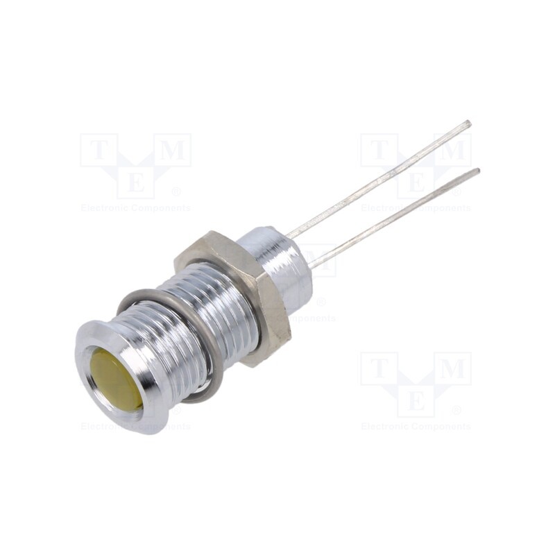 1 pcs x CML INNOVATIVE TECHNOLOGIES - 19010002 - Indicator: LED, flat, yellow, 2.1VDC, Ø8mm, 2pin, metal