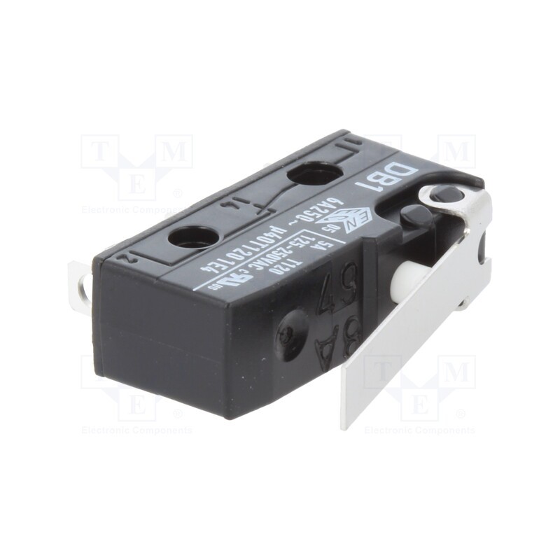 1 pcs x ZF - DB1C-A1LB - Microswitch SNAP ACTION, 6A/250VAC, 0.1A/80VDC, with lever, SPDT