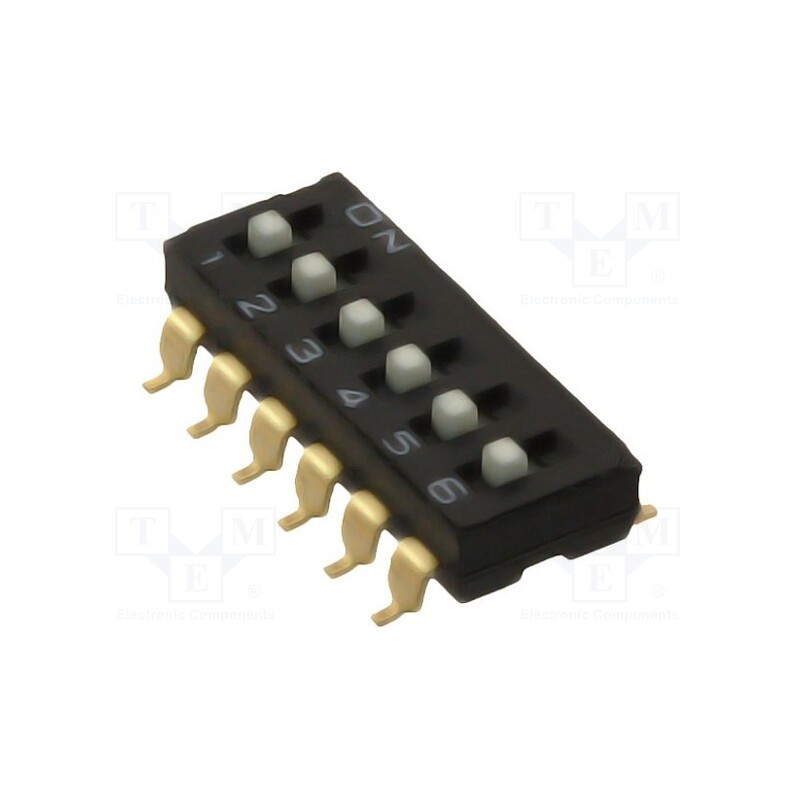1 pcs x OMRON OCB - A6S-6104-H - Switch: DIP-SWITCH, Poles number: 6, ON-OFF, 0.025A/24VDC, Pos: 2