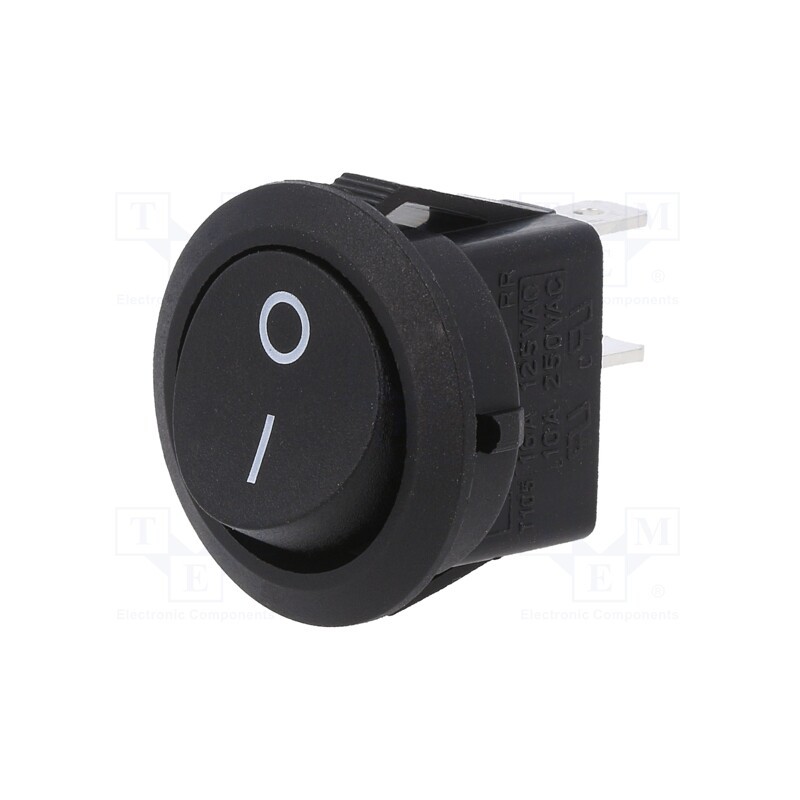 1 pcs x E-SWITCH - RR111C1121 - ROCKER, SPST-NO, Pos: 2, ON-OFF, 10A/250VAC, black, 35mΩ, Body: black