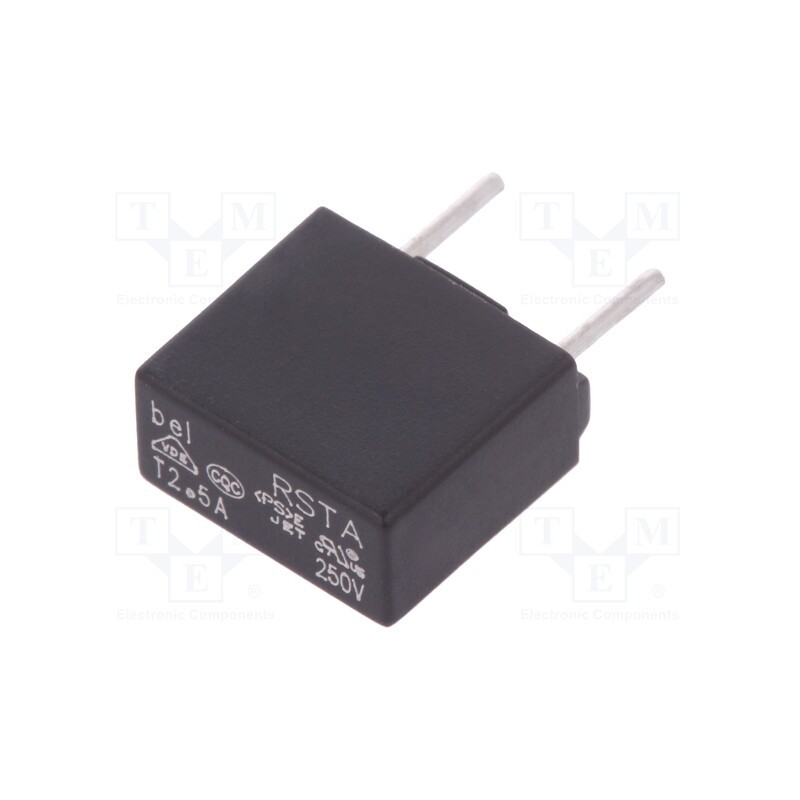 5 pcs x BEL FUSE - 0697A2500-01 - Fuse: fuse, time-lag, 2.5A, 250VAC, 63VDC, 8.4x4x7.8mm, RSTA, bag