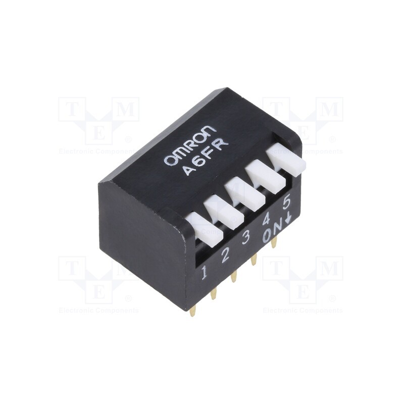 1 pcs x OMRON OCB - A6FR-5104 - Switch: DIP-SWITCH, OFF-ON, 0.025A/24VDC, Pos: 2, -20÷70°C, THT