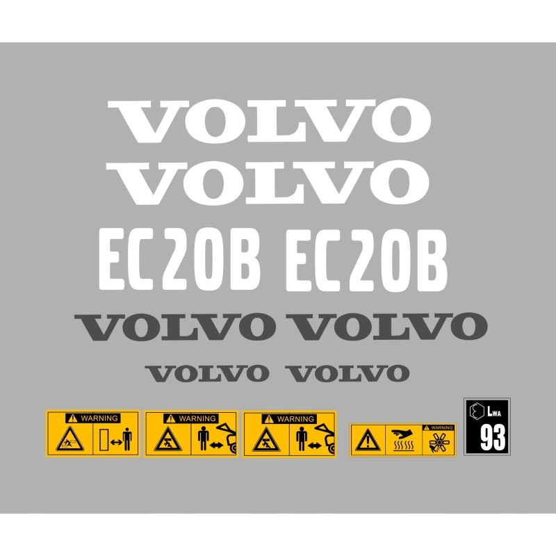 Volvo ec20b ec 20 b mini excavator stickers