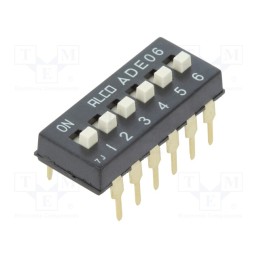 1 pcs x TE Connectivity - 1825057-5 - Switch: DIP-SWITCH, Poles number: 6, ON-OFF, 0.1A/24VDC, Pos: 2
