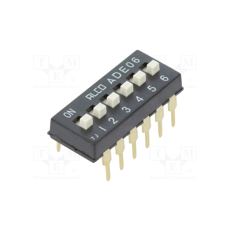 1 pcs x TE Connectivity - 1825057-5 - Switch: DIP-SWITCH, Poles number: 6, ON-OFF, 0.1A/24VDC, Pos: 2