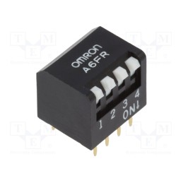 1 pcs x OMRON OCB - A6FR4101 - Switch: DIP-SWITCH, Poles number: 4, ON-OFF, 0.025A/24VDC, Pos: 2