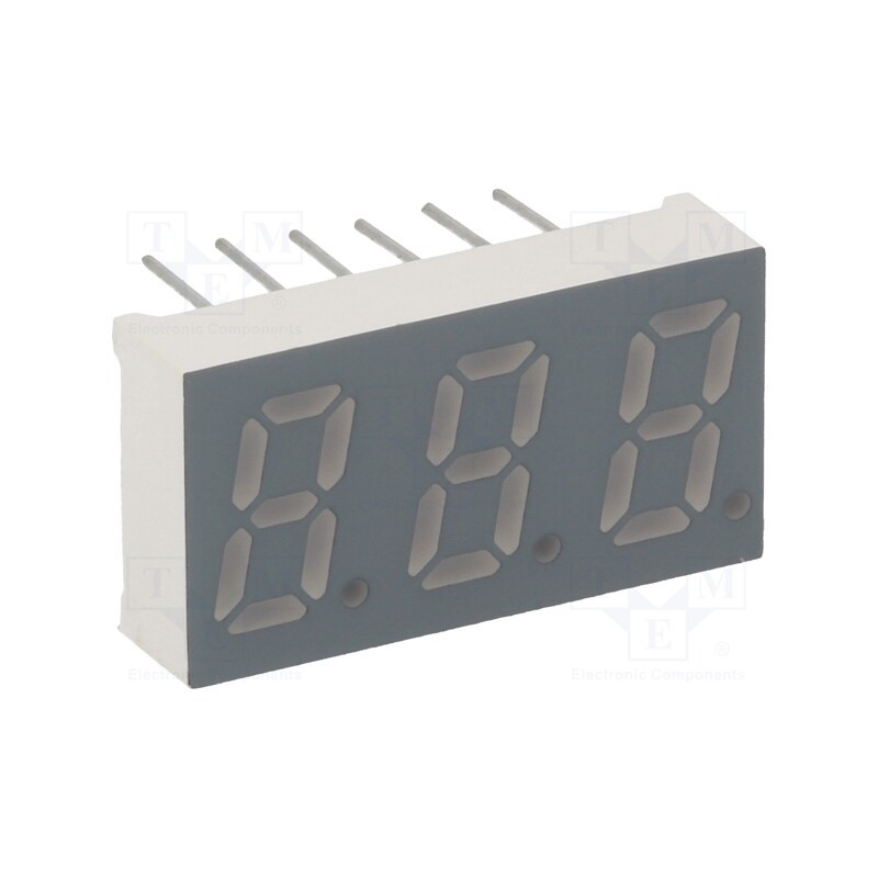 1 pcs x LUCKYLIGHT - KW3-304CGA - Display: LED, 7-segment, 8mm, 0.31', No.char: 3, yellow-green