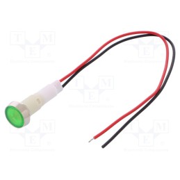 1 pcs x NINIGI - IND10P-110G-W - Indicator: LED, flat, green, 110VDC, 110VAC, Ø10mm, leads 200mm