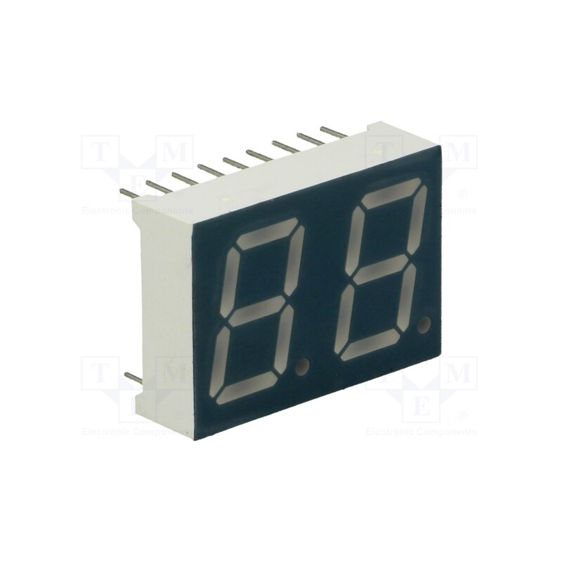 1 pcs x LUCKYLIGHT - KW2-521CGA - Display: LED, 7-segment, 13.2mm, 0.52', No.char: 2, yellow-green