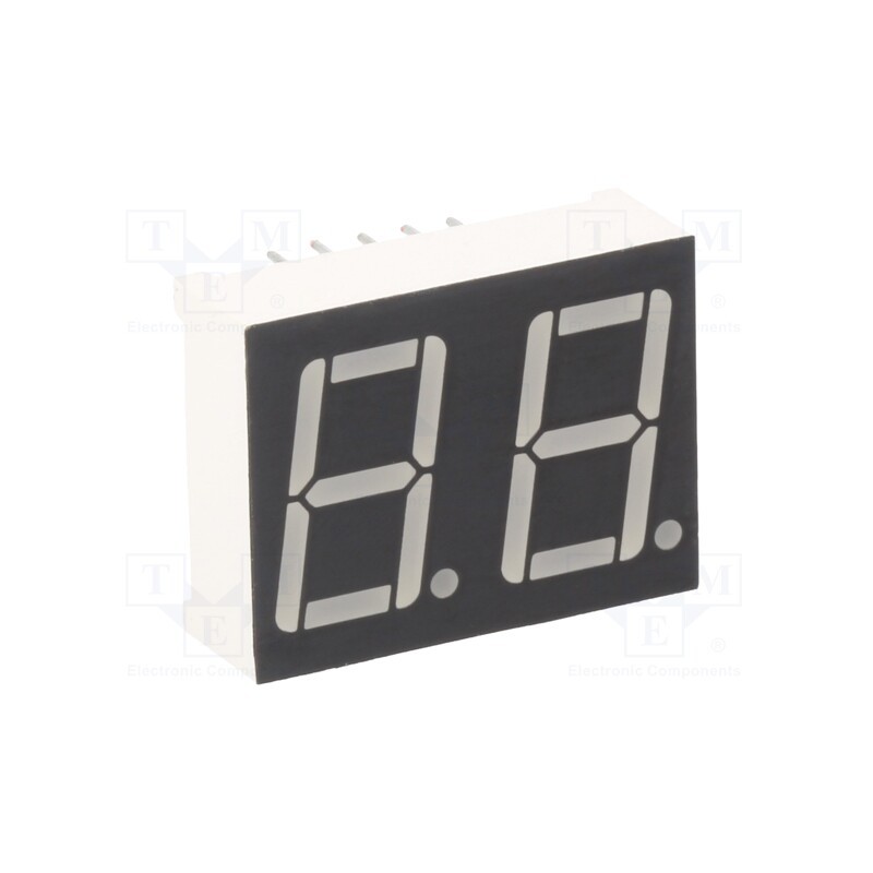 1 pcs x LUCKYLIGHT - KW2-562AGB - Display: LED, 7-segment, 14.2mm, 0.56', No.char: 2, yellow-green