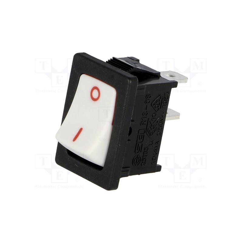 1 pcs x SCI - R13-66A-02-BWR2 - ROCKER, SPST, Pos: 2, ON-OFF, 10A/250VAC, white-red, none, 50mΩ
