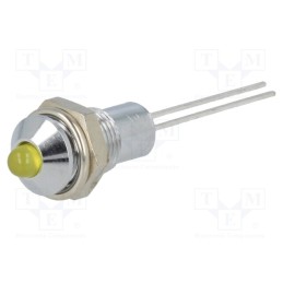 5 pcs x SIGNAL-CONSTRUCT - SMQS061 - Indicator: LED, prominent, yellow, Ø6.2mm, IP40, for PCB, brass