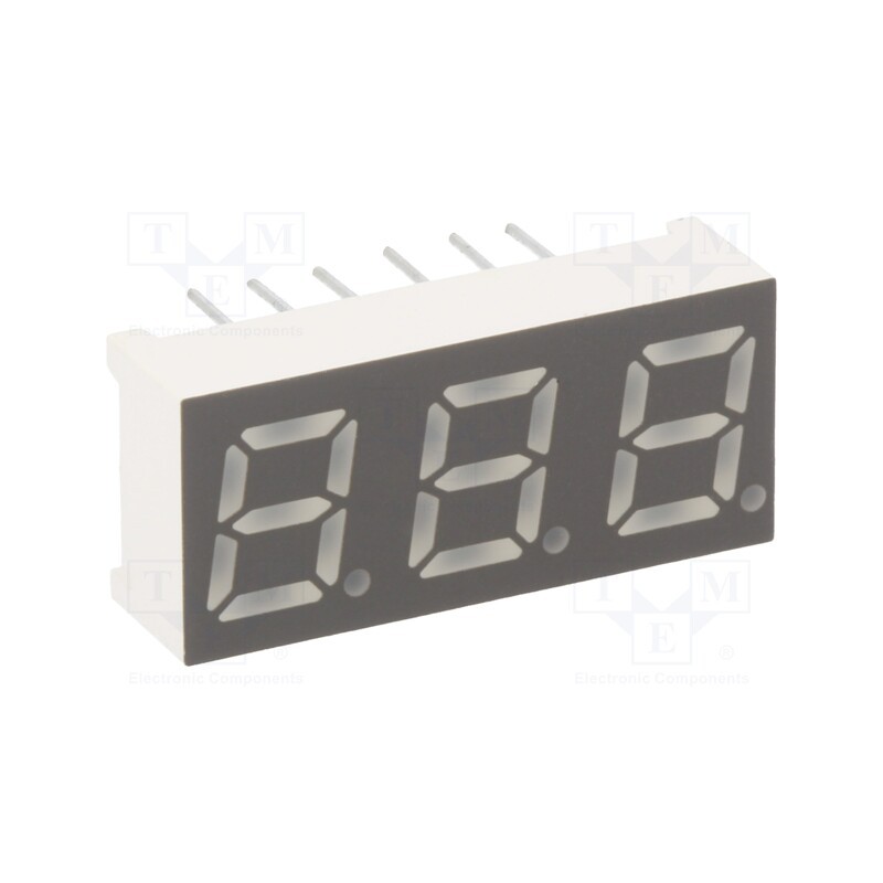 1 pcs x LUCKYLIGHT - KW3-281CVA - Display: LED, 7-segment, 7mm, 0.28', No.char: 3, red, 35÷70mcd