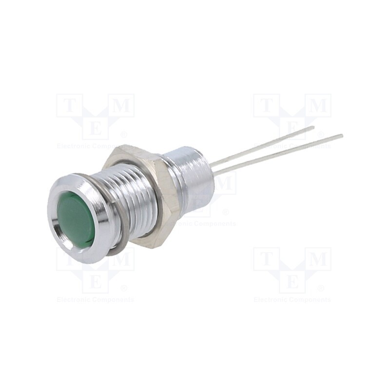 1 pcs x CML INNOVATIVE TECHNOLOGIES - 19010001 - Indicator: LED, flat, green, 2.2VDC, Ø8mm, 2pin, metal