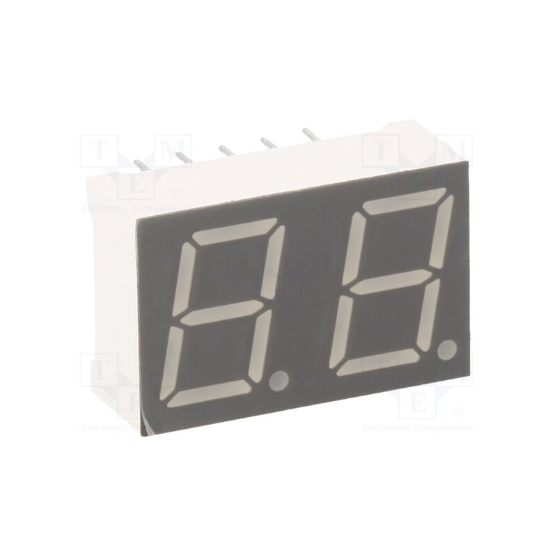 1 pcs x LUCKYLIGHT - KW2-391AGA - Display: LED, 7-segment, 10mm, 0.39', No.char: 2, yellow-green