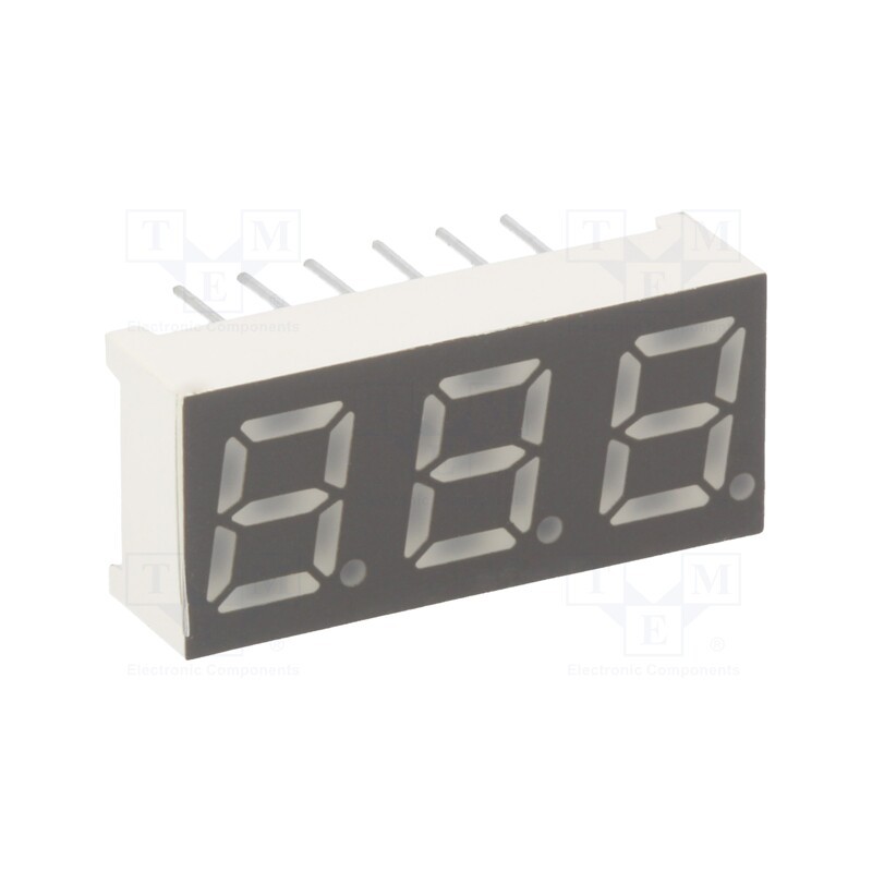 1 pcs x LUCKYLIGHT - KW3-281CGA - Display: LED, 7-segment, 7mm, 0.28', No.char: 3, yellow-green