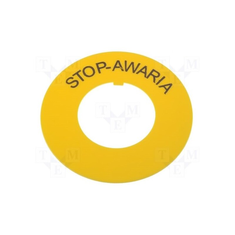 1 pcs x PROMET - W0-P.ŻÓŁTE DR NAPIS STOP-AWARIA - Warning plate, 30mm, Ømount.hole: 30.5mm, Ø: 60mm, PVC