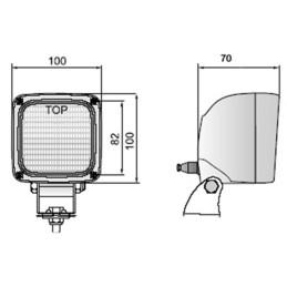 Halogen work lamp with omega holder and built-in