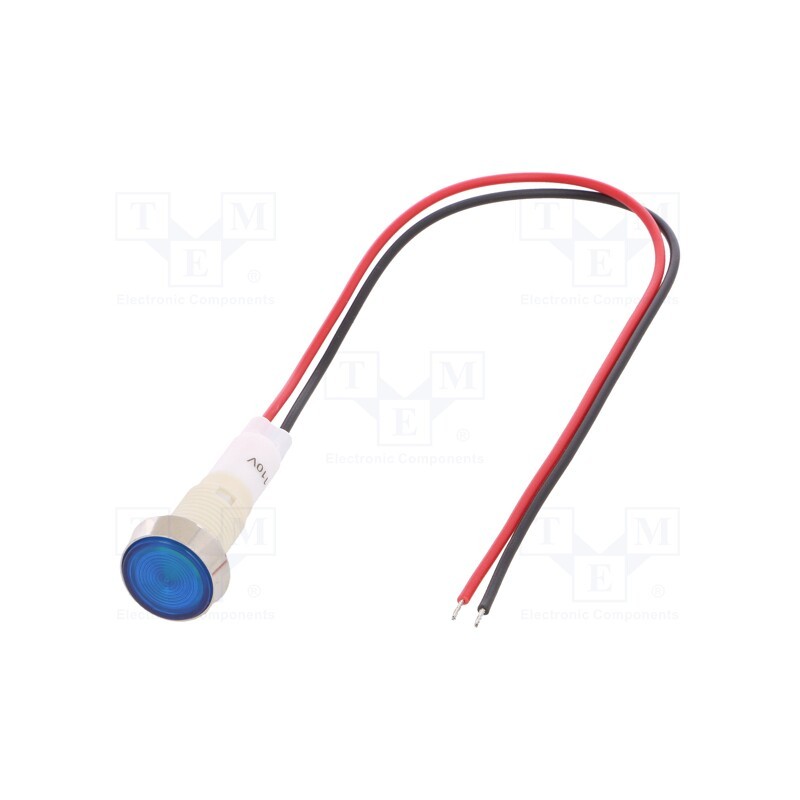 1 pcs x NINIGI - IND10P-110B-W - Indicator: LED, flat, blue, 110VDC, 110VAC, Ø10mm, leads 200mm