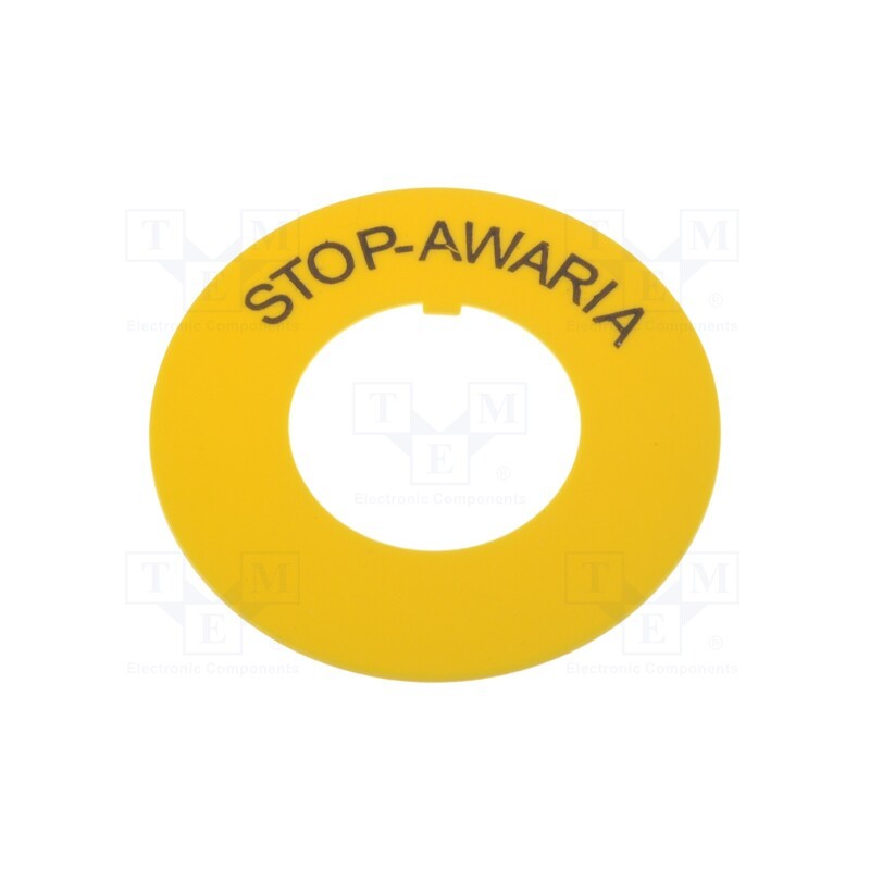 1 pcs x PROMET - W0-P.ŻÓŁTE DO FI22+NAPIS STOP-AWARIA - Warning plate, 22mm, Ømount.hole: 22.5mm, Ø: 60mm, PVC