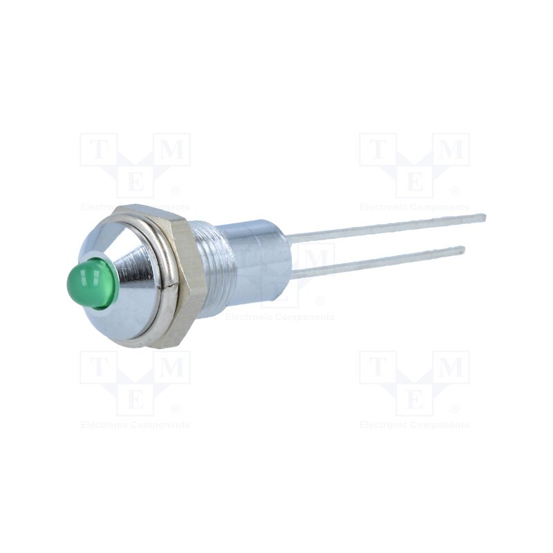 5 pcs x SIGNAL-CONSTRUCT - SMQS062 - Indicator: LED, prominent, green, Ø6.2mm, IP40, for PCB, brass