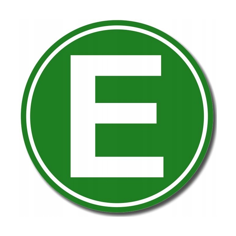 Sticker letter E marking low noise truck 12cm