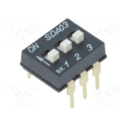 1 pcs x C&K - SDA03H1BD - Switch: DIP-SWITCH, Poles number: 3, ON-OFF, 0.025A/24VDC, Pos: 3