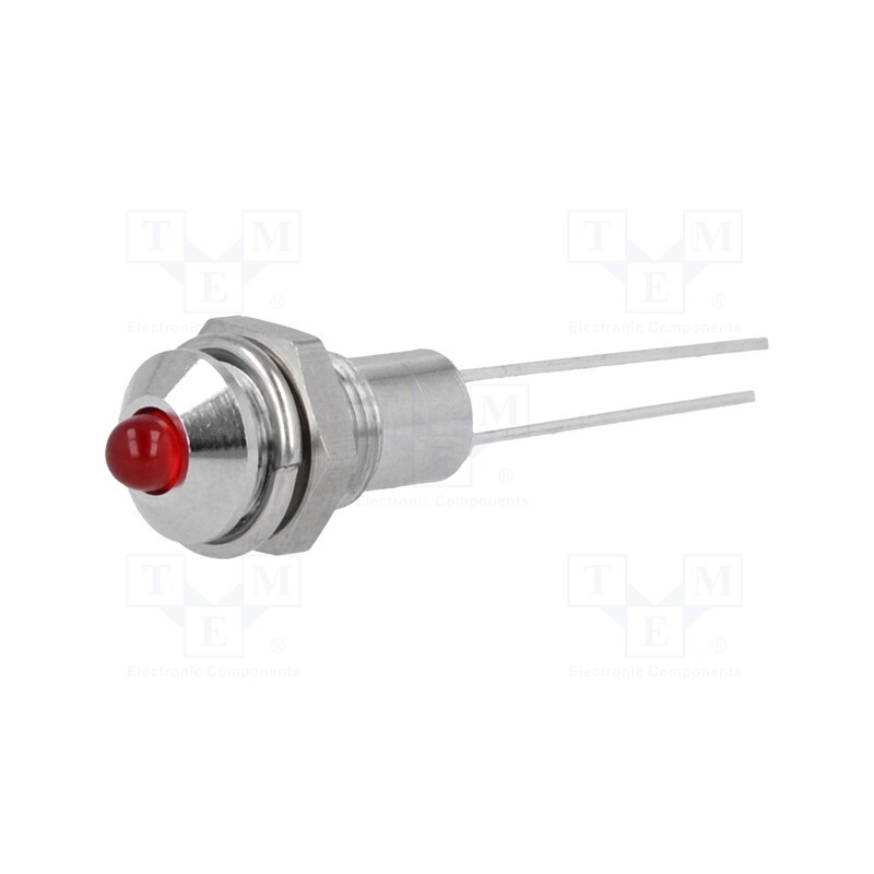 5 pcs x SIGNAL-CONSTRUCT - SMQS060 - Indicator: LED, prominent, red, Ø6.2mm, IP40, for PCB, brass
