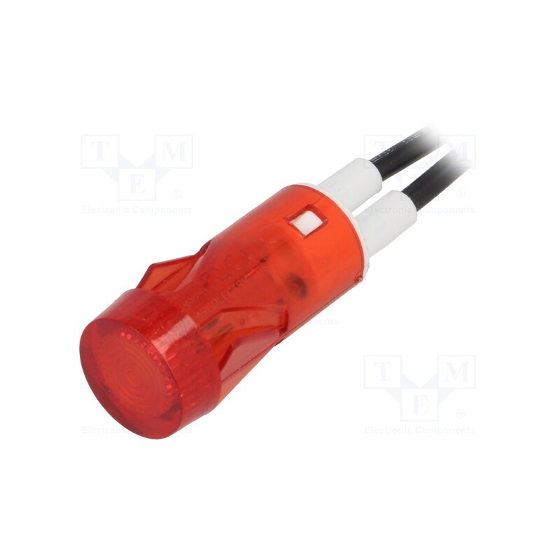 1 pcs x BULGIN - L282000NAA - Indicator: with neon lamp, flat, red, 230VAC, Cutout: Ø12mm