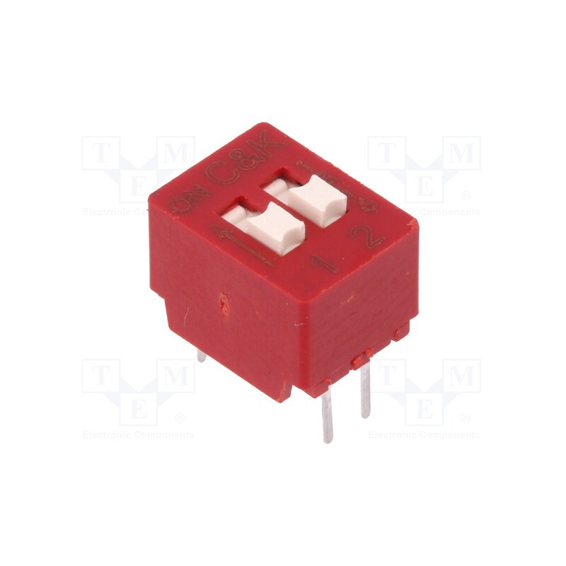 1 pcs x C&K - BD02 - Switch: DIP-SWITCH, Poles number: 2, OFF-ON, 0.025A/25VDC, Pos: 2