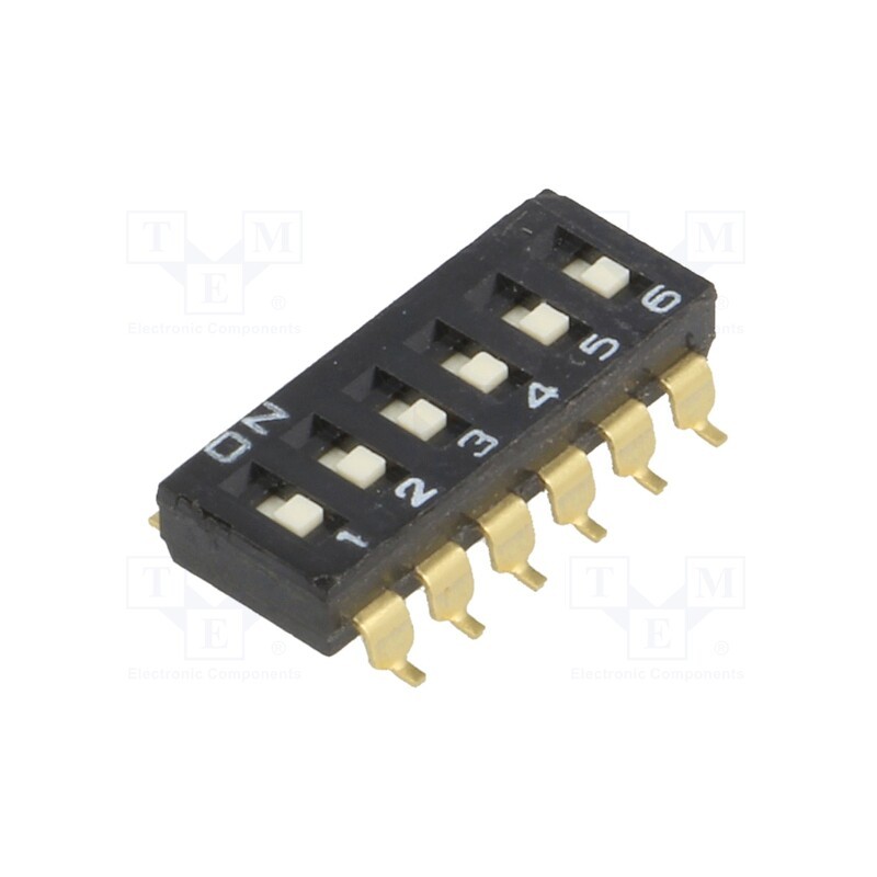 1 pcs x OMRON OCB - A6S-6101-H - Switch: DIP-SWITCH, Poles number: 6, ON-OFF, 0.025A/24VDC, Pos: 2