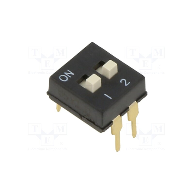 1 pcs x OMRON OCB - A6TN-2104 - Switch: DIP-SWITCH, Poles number: 2, ON-OFF, 0.025A/24VDC, Pos: 2