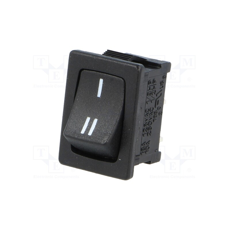 1 pcs x SCI - R13-66G-02-BB-5D - ROCKER, SPDT, Pos: 2, ON-(ON), 10A/250VAC, black, none, 50mΩ, UL94V-2