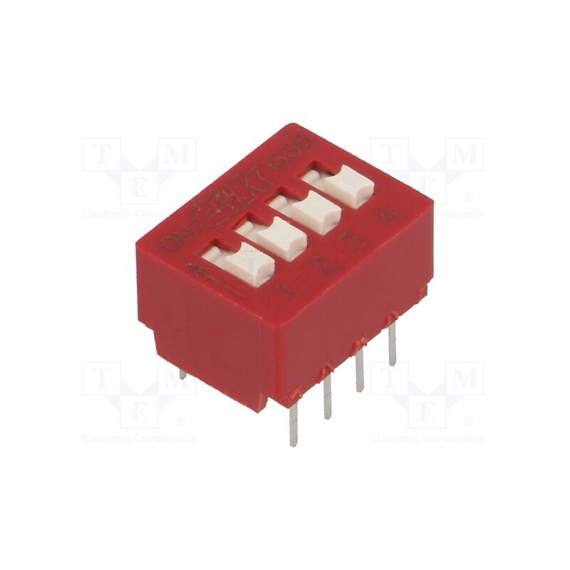 1 pcs x C&K - BD04 - Switch: DIP-SWITCH, Poles number: 4, OFF-ON, 0.025A/25VDC, Pos: 2