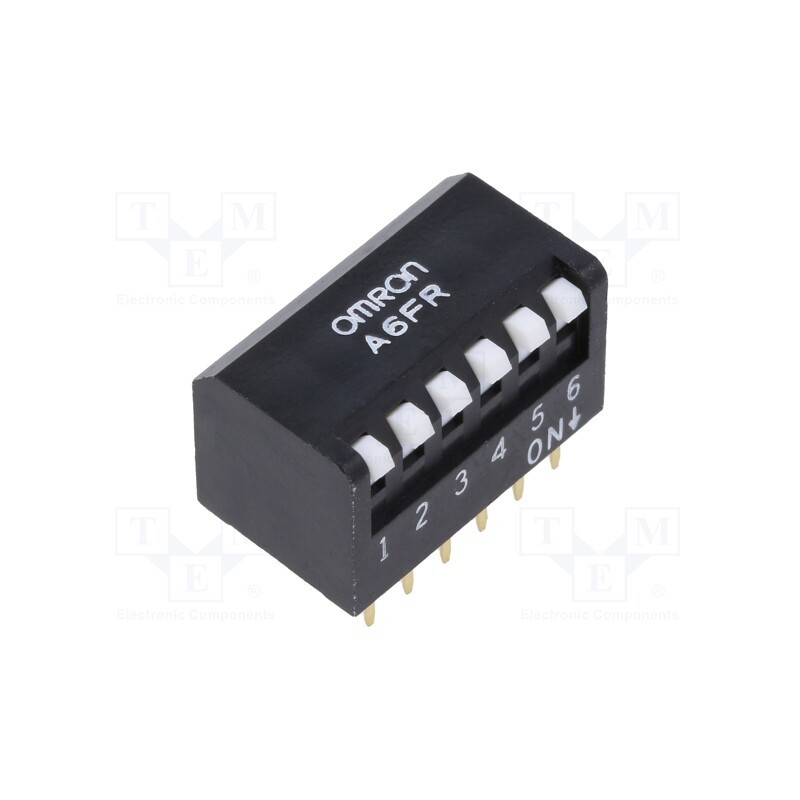 1 pcs x OMRON OCB - A6FR-6101 - Switch: DIP-SWITCH, OFF-ON, 0.025A/24VDC, Pos: 2, -20÷70°C, THT