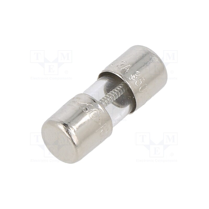 5 pcs x BEL FUSE - 2JS 2-R - Fuse: fuse, time-lag, 2A, 350VAC, cylindrical,glass, 5x15mm, brass