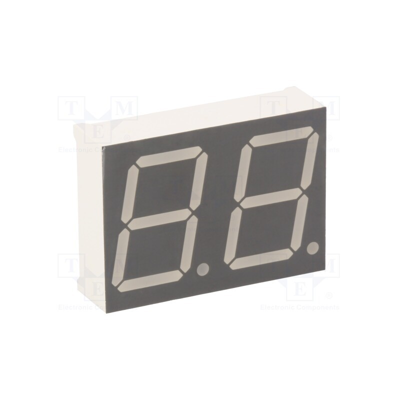1 pcs x LUCKYLIGHT - KW2-802AGA - Display: LED, 7-segment, 20.32mm, 0.8', No.char: 2, yellow-green