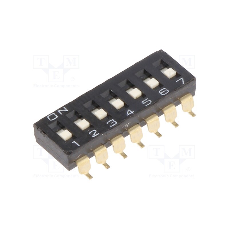 1 pcs x OMRON OCB - A6S-7102-H - Switch: DIP-SWITCH, Poles number: 7, ON-OFF, 0.025A/24VDC, Pos: 2