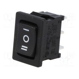 1 pcs x SCI - R13-66I-02-BB-76D - ROCKER, SP3T, Pos: 3, (ON)-OFF-(ON), 10A/250VAC, black, none, 50mΩ